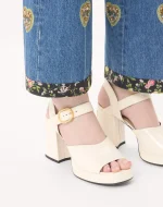 Valentino Fawcette Platform Sandal In Polished Calfskin 100Mm - Image 7